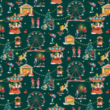 Load image into Gallery viewer, Christmas Fairground Cotton Fabric (Pine)
