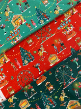 Load image into Gallery viewer, Christmas Fairground Cotton Fabric (Pine)