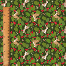 Load image into Gallery viewer, PREORDER Woodland Christmas Holly Fabric