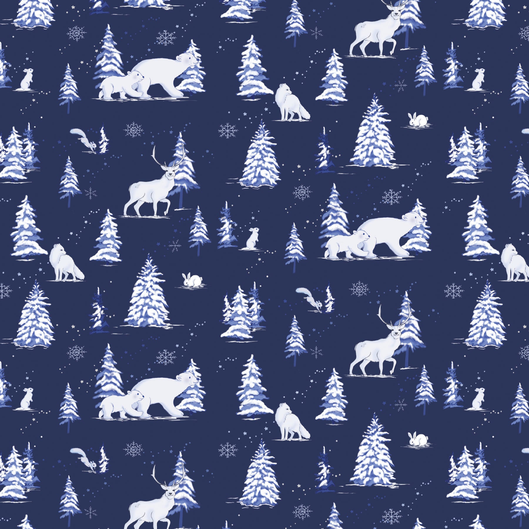 Christmas Wrapping Paper - Arctic Animals Blue – Belle & Boo