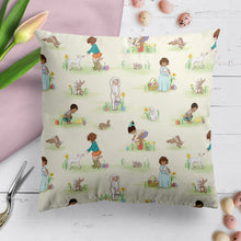 Load image into Gallery viewer, Easter cushion made with cotton poplin fabric