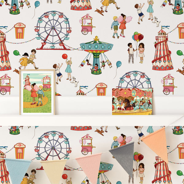 Whimsical Wonderland: Transforming Your Child's Bedroom with Belle and Boo's Fairground Wallpaper