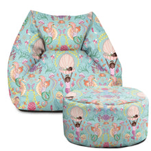 Load image into Gallery viewer, Kids Snuggle Chair Beanbag + Footstool Bundle - Mermaid Song
