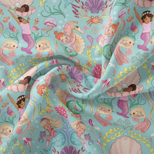Mermaid song cotton poplin fabric design