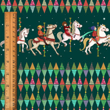 Load image into Gallery viewer, Christmas Magical Carousel Double Border Organic Cotton Fabric
