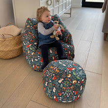 Load image into Gallery viewer, Kids Snuggle Chair Beanbag + Footstool Bundle - Midnight Forest
