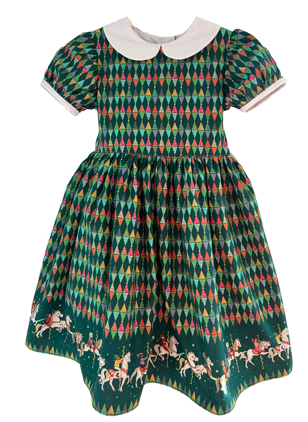 Made to Order Child's Christmas Carousel Party Dress Sizes 18m-10y