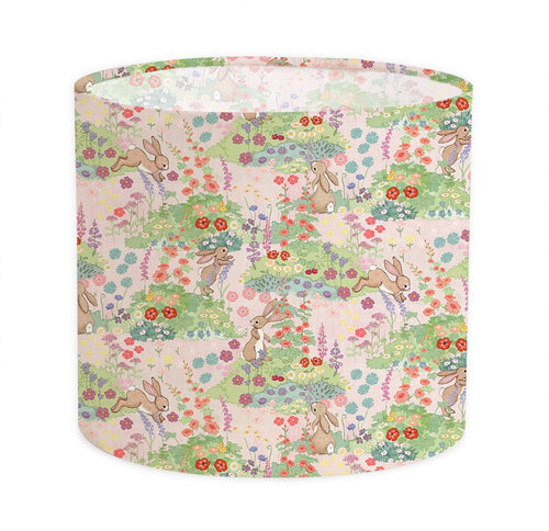 pack shot of lampshade with boo's meadow fabric