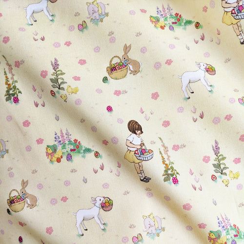 detail of easter fabric cotton poplin