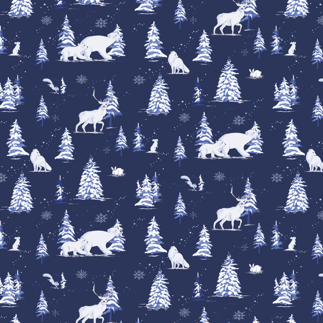Christmas Wrapping Paper - Arctic Animals Blue