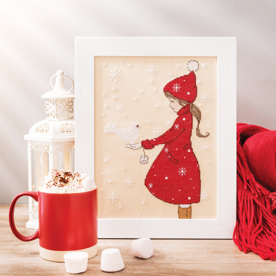 Elle and the Snowdove Christmas Cross Stitch Pattern