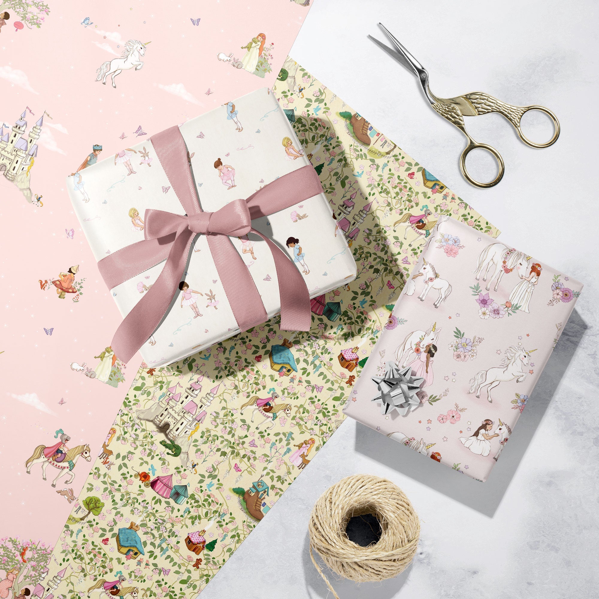 Pink Blue Yellow Floral Wrapping Paper · Creative Fabrica