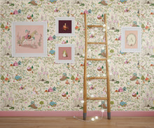 Load image into Gallery viewer, Girls fairytale bedroom with exquisite fairytale wallpaper and 4 matching art prints
