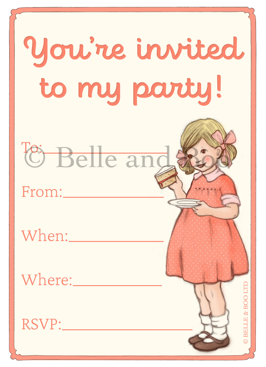 Downloadable Party Invitations - Birthday Cake