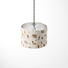 Load image into Gallery viewer, Children&#39;s Jungle Lampshade on a Ceiling Light. Handmade in UK.
