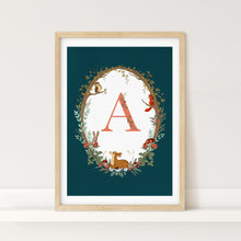 Load image into Gallery viewer, Woodland Personalised Initial Art Print
