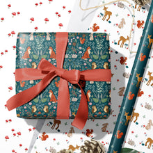Load image into Gallery viewer, Wrapping paper - Forest Friends Teal
