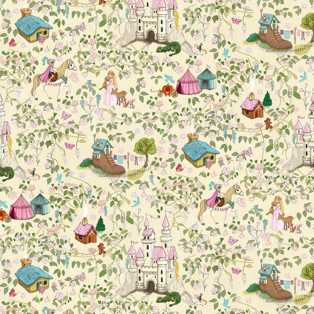detail of fairytale wrapping paper for children